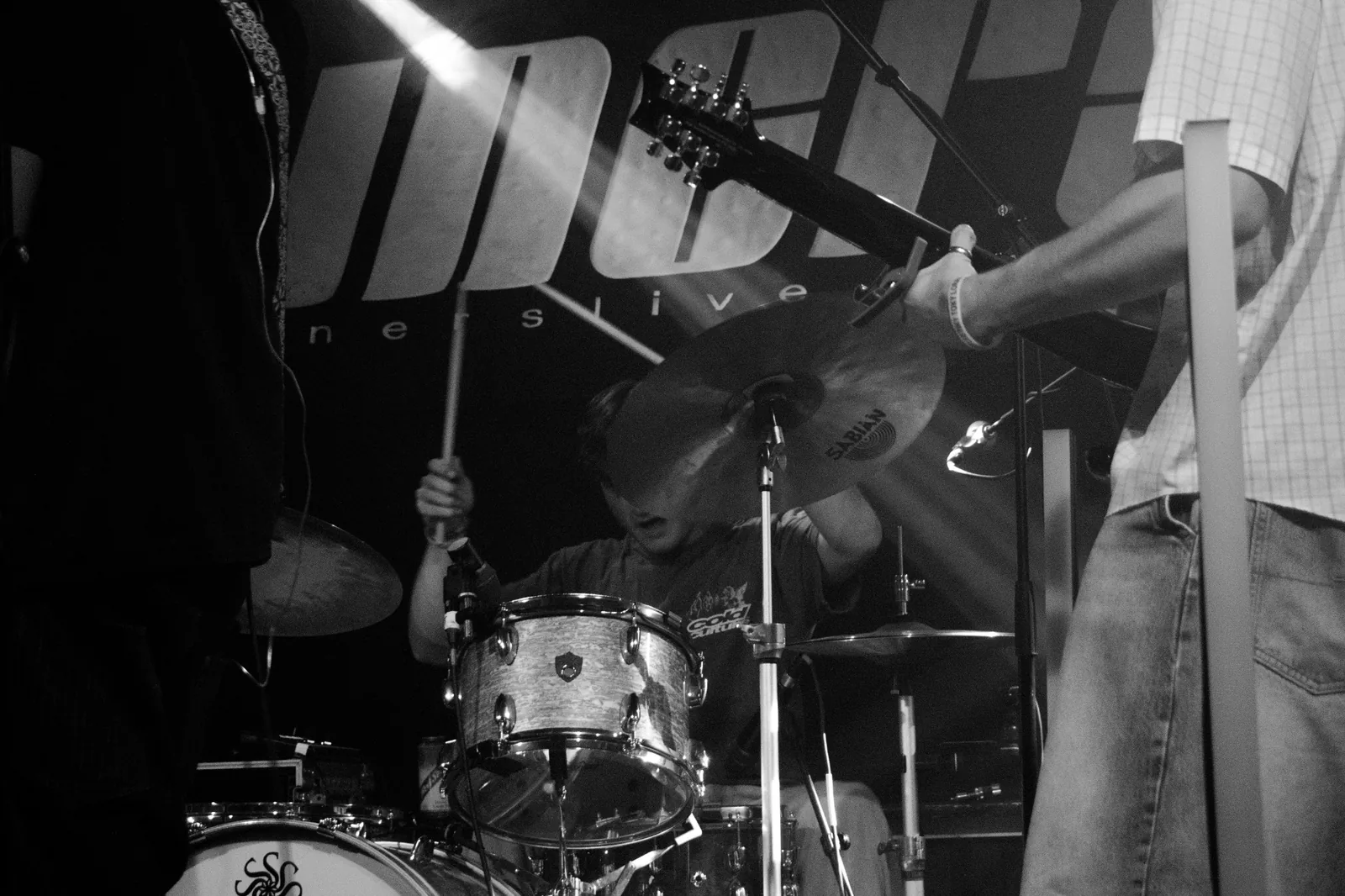 Cheap Street drummer in black and white